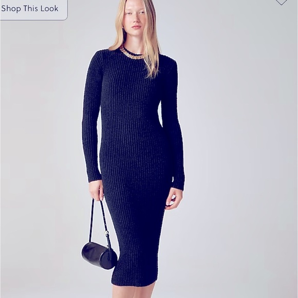 J CREW Ribbed sweater-dress In Navy Blue Size Medium - Picture 2 of 10